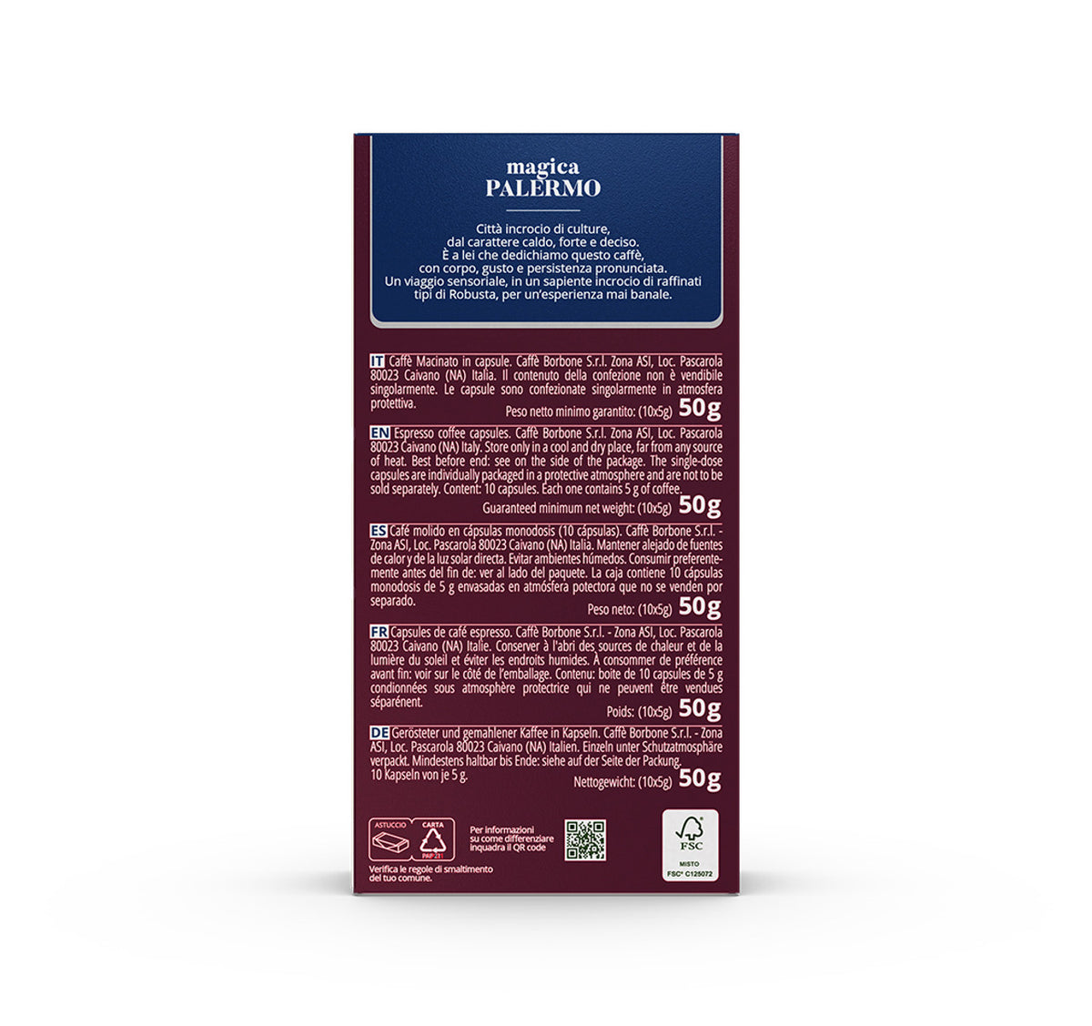 Caffe Borbone - Palermo Nespresso Capsules - 10 Aluminum Capsules/box
