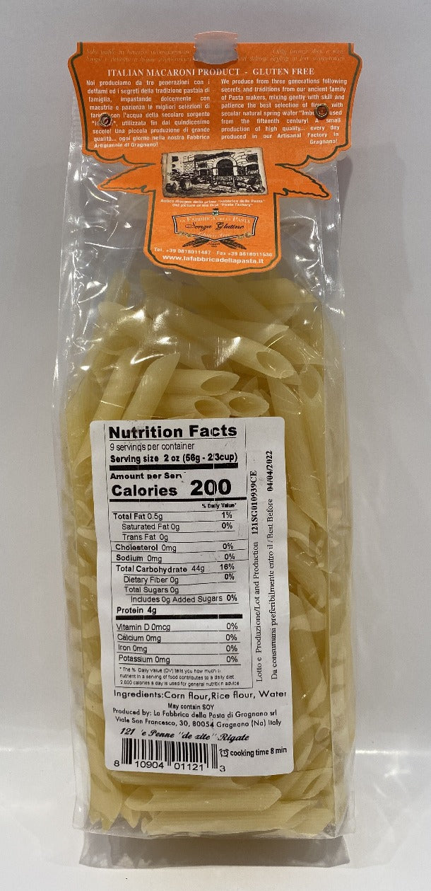 La Fabbrica Della Pasta Senza Glutine - Penne Rigate (Gluten Free) - 17.6 oz