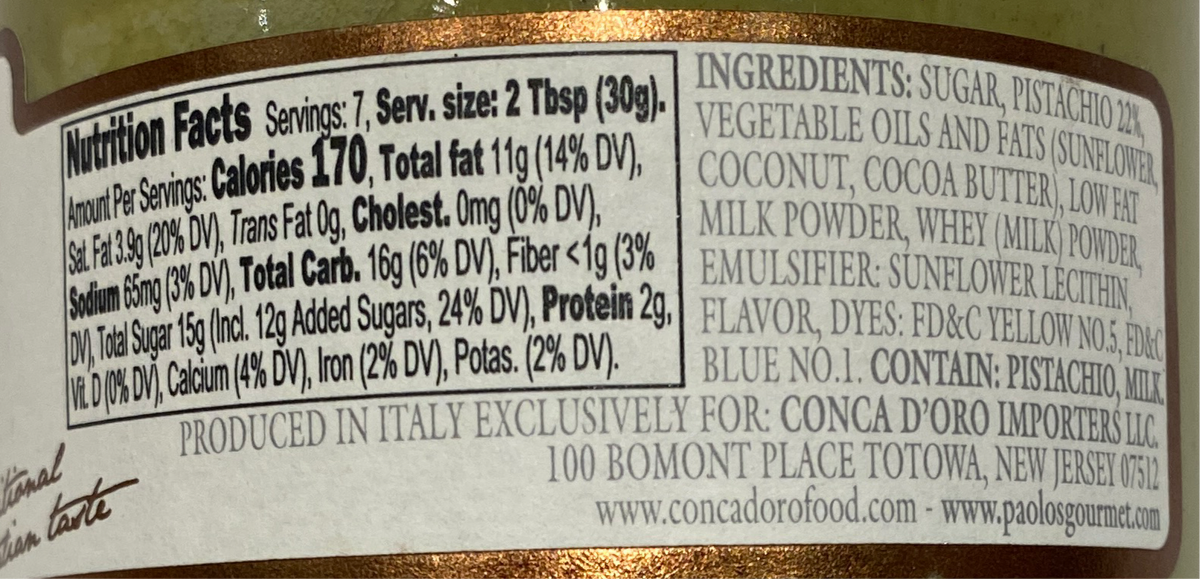 Paolo's - Pistacchio Cream Spread - 7.4 oz