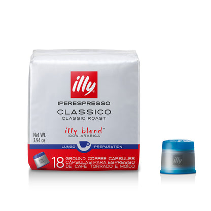illy iperEspresso Capsules - Lungo -  18 Capsules (Blue)