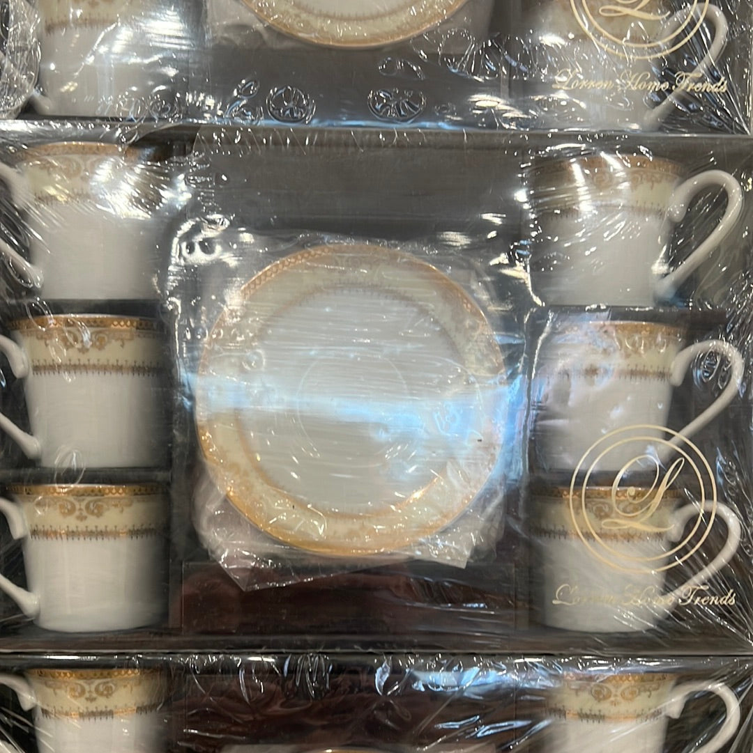 Isabella - Espresso Cups - Gold - Floreal - Set of 6