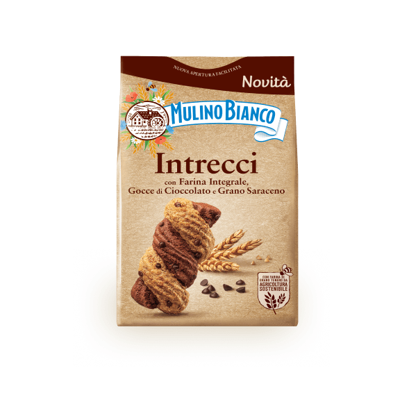 Mulino Bianco - Intrecci - Farina Integrale , Gocce di Cioccolato e Grano Saraceno - 300g