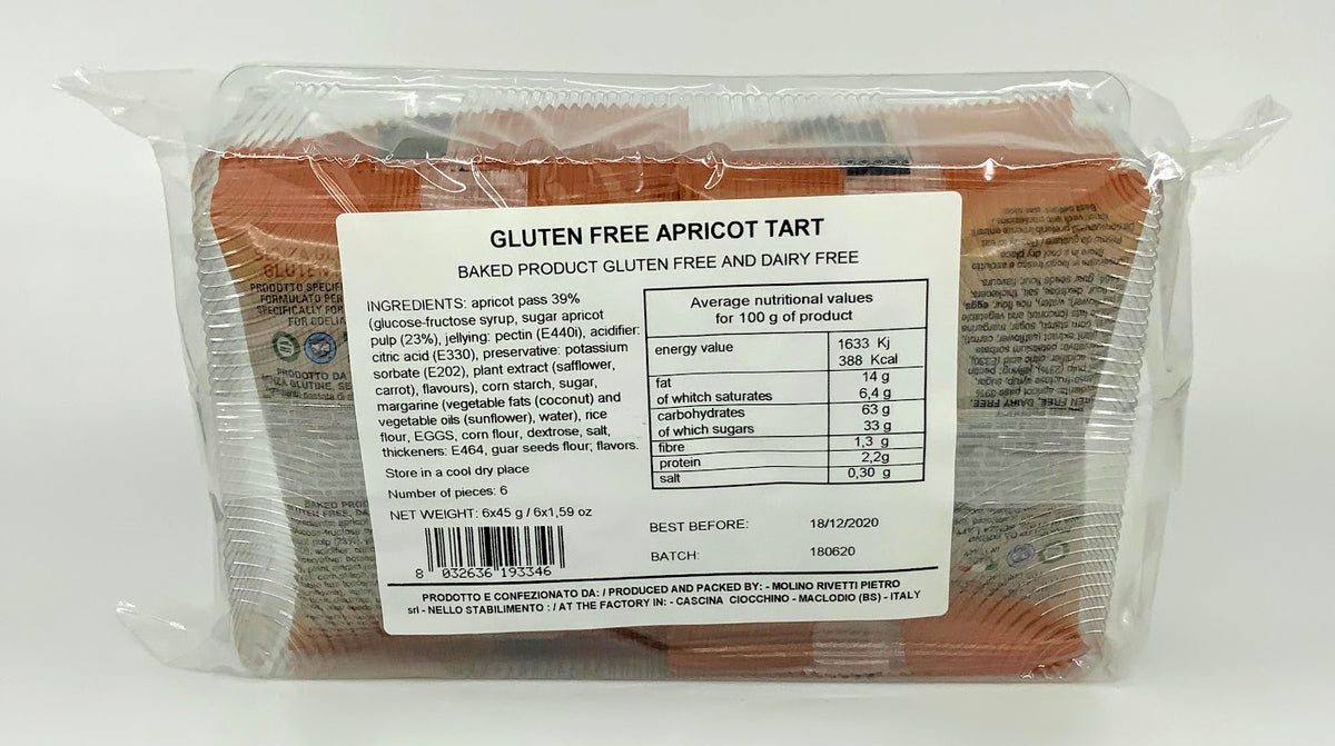 Rivetti - Crostantina Apricot - Milk Free - Gluten Free - (6 bags 45g each)
