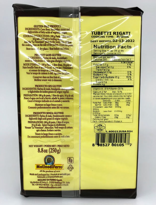 Le Veneziane - Tubetti Rigati - 250 grams (8.8 oz)