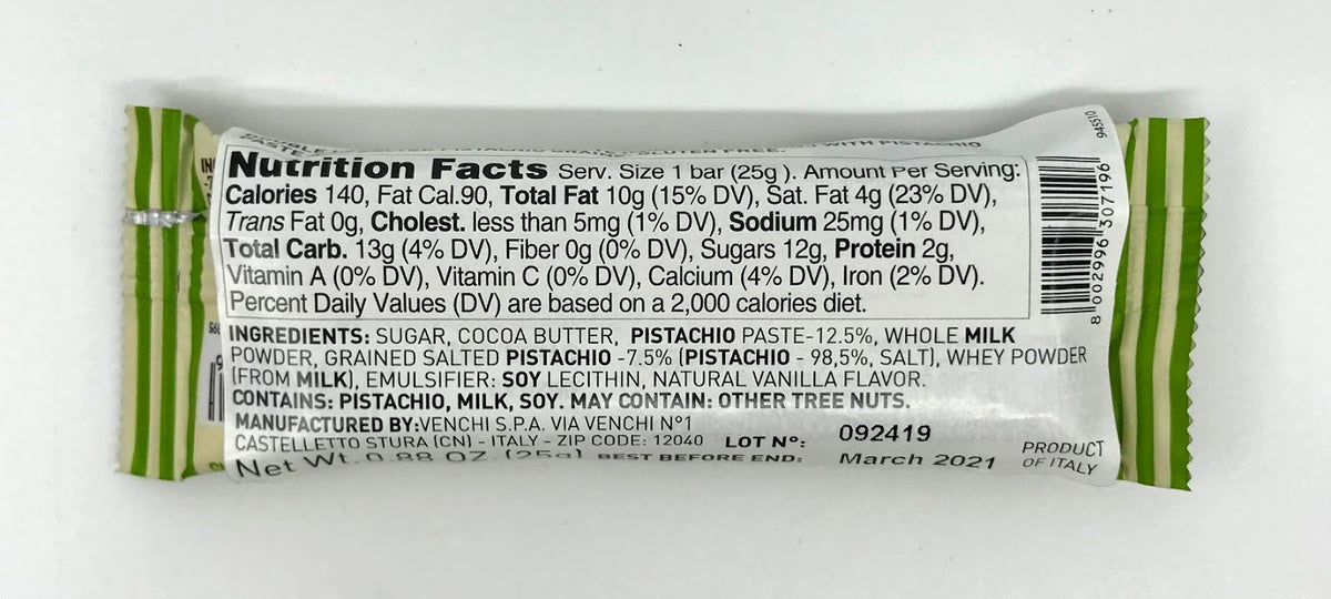 Venchi - Allegro Pistacchio Bar - 25g (0.88 oz)