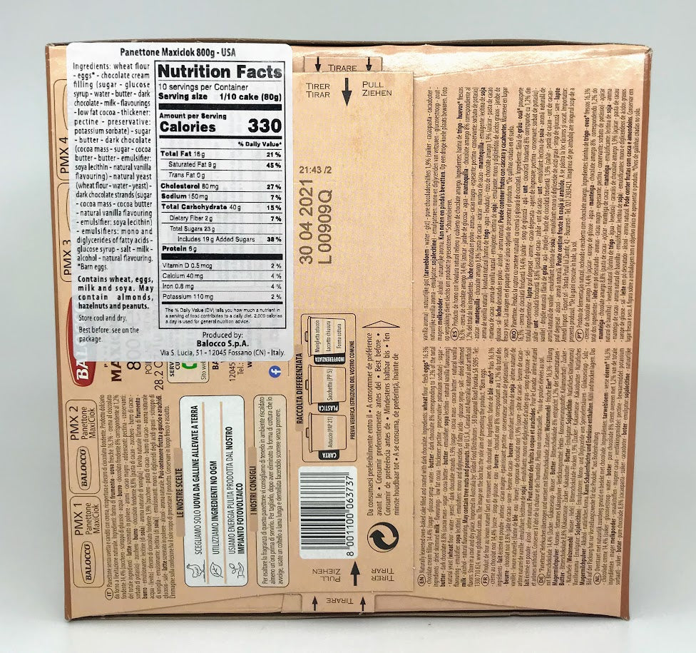 Balocco -  Panettone Maxiciok - 1000g (28.2 oz)