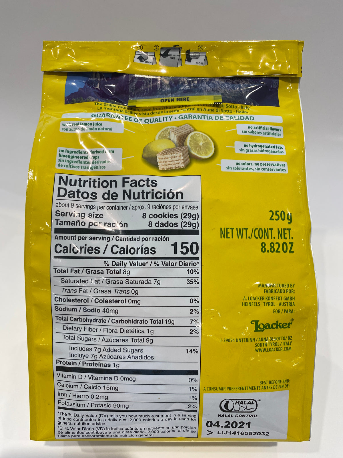 Loacker - Quadratini Lemon Wafers - 250g (8.82oz)
