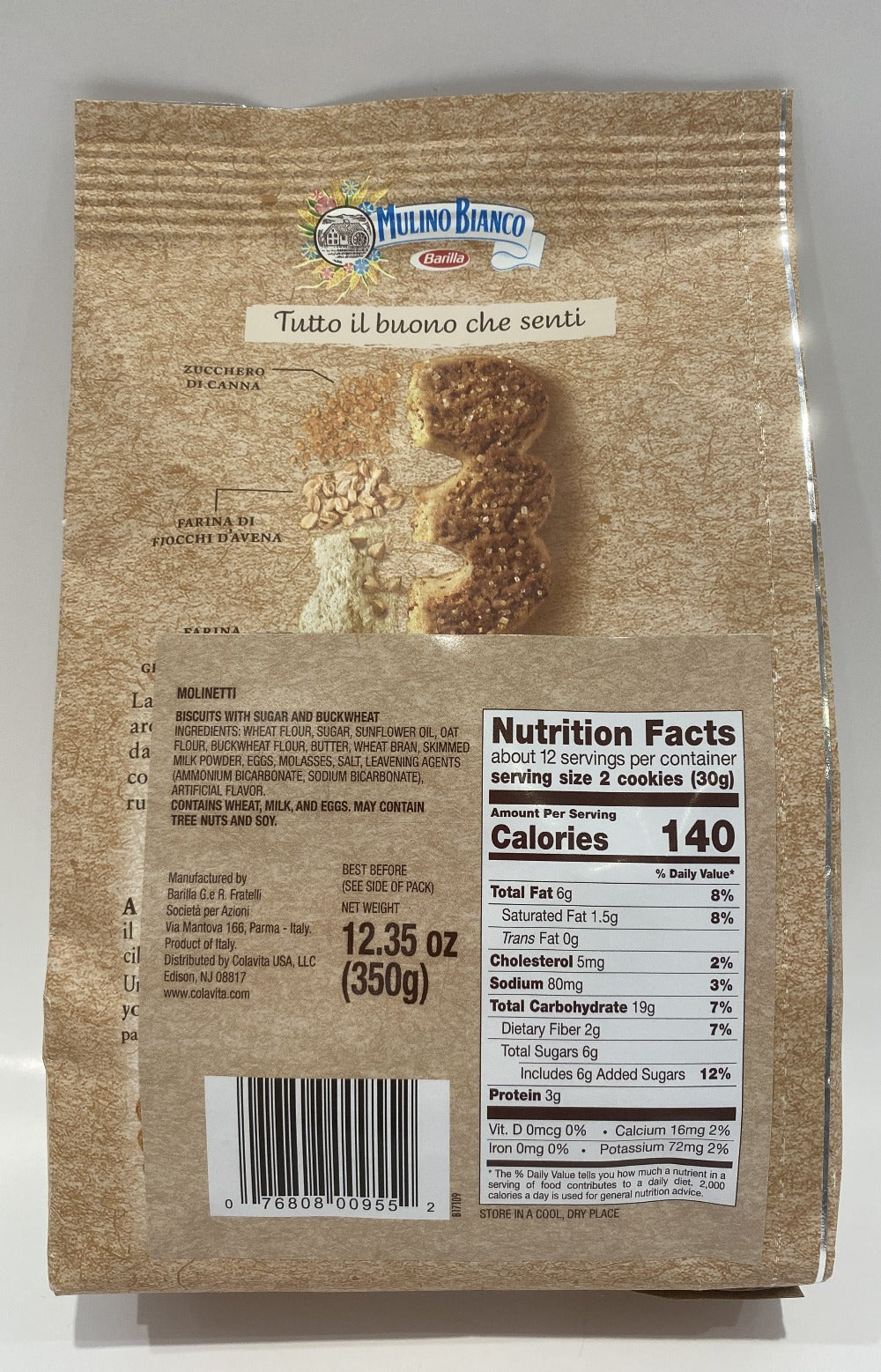 Mulino Bianco - Molinetti Whole Wheat Biscuits -12.35 oz
