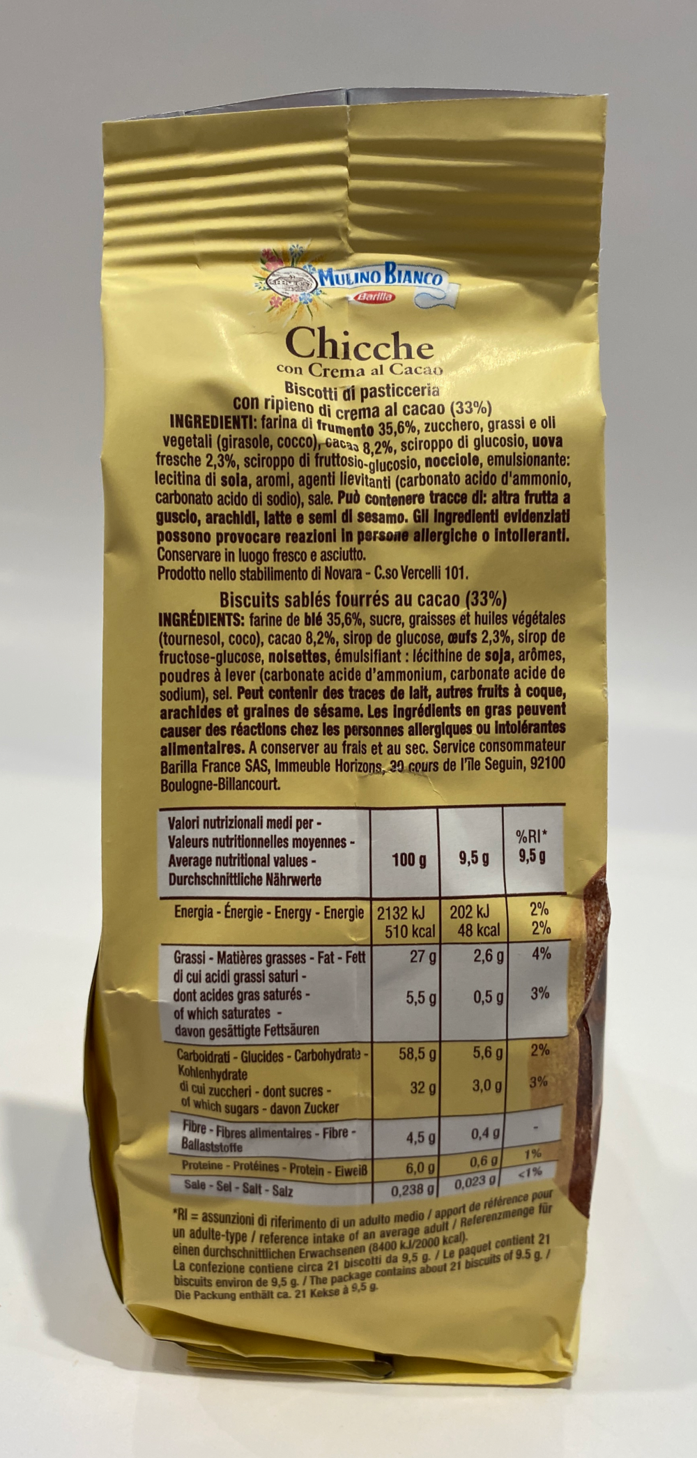 Mulino Bianco - Chicche -  Crema Al Cacao - 7.05 oz