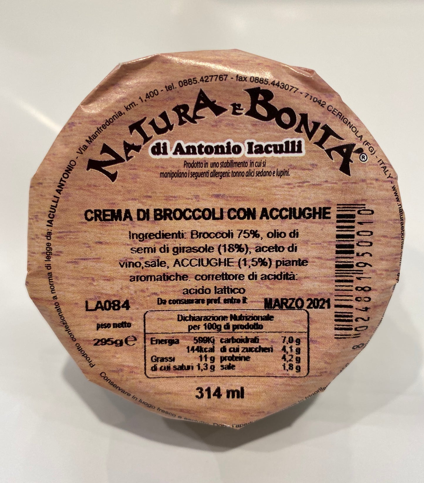 Natura E Bonta' - Crema Di Broccoli Con Acciughe - 10.40 oz