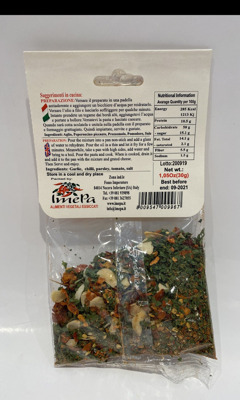 Marinella - Spaghettata Aglio Olio e Peperoncino - 30g (1,05oz)