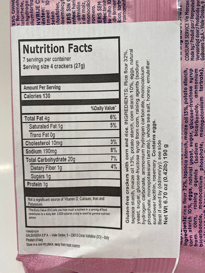 Galbusera - Zero Gluten Crackers with Rice & Corn - 6.7 oz