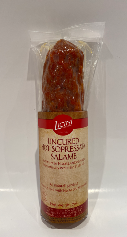 Licini - Uncured Hot Sopressata Salame - (Gluten Free) - 7 oz
